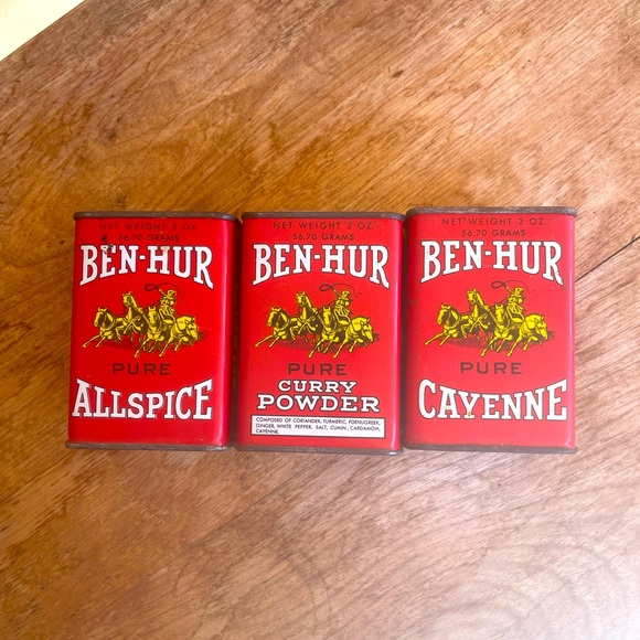 BEN-HUR SPICE TINS Vintage 1940’s-1950’s Partially Full 2 Ounce Horses Charming! - Picture 10 of 10